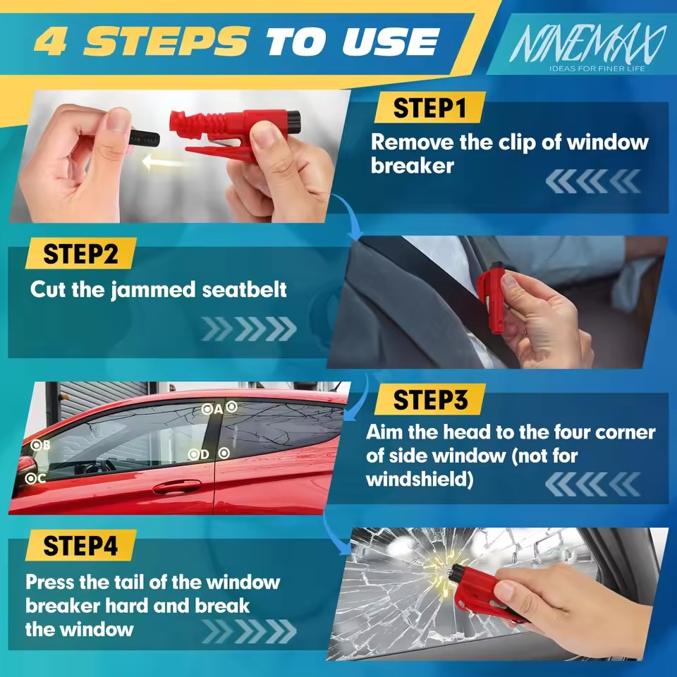 Safety Hammer Car Escape Tool  - Rescue Rope Throw ulasan dan harga