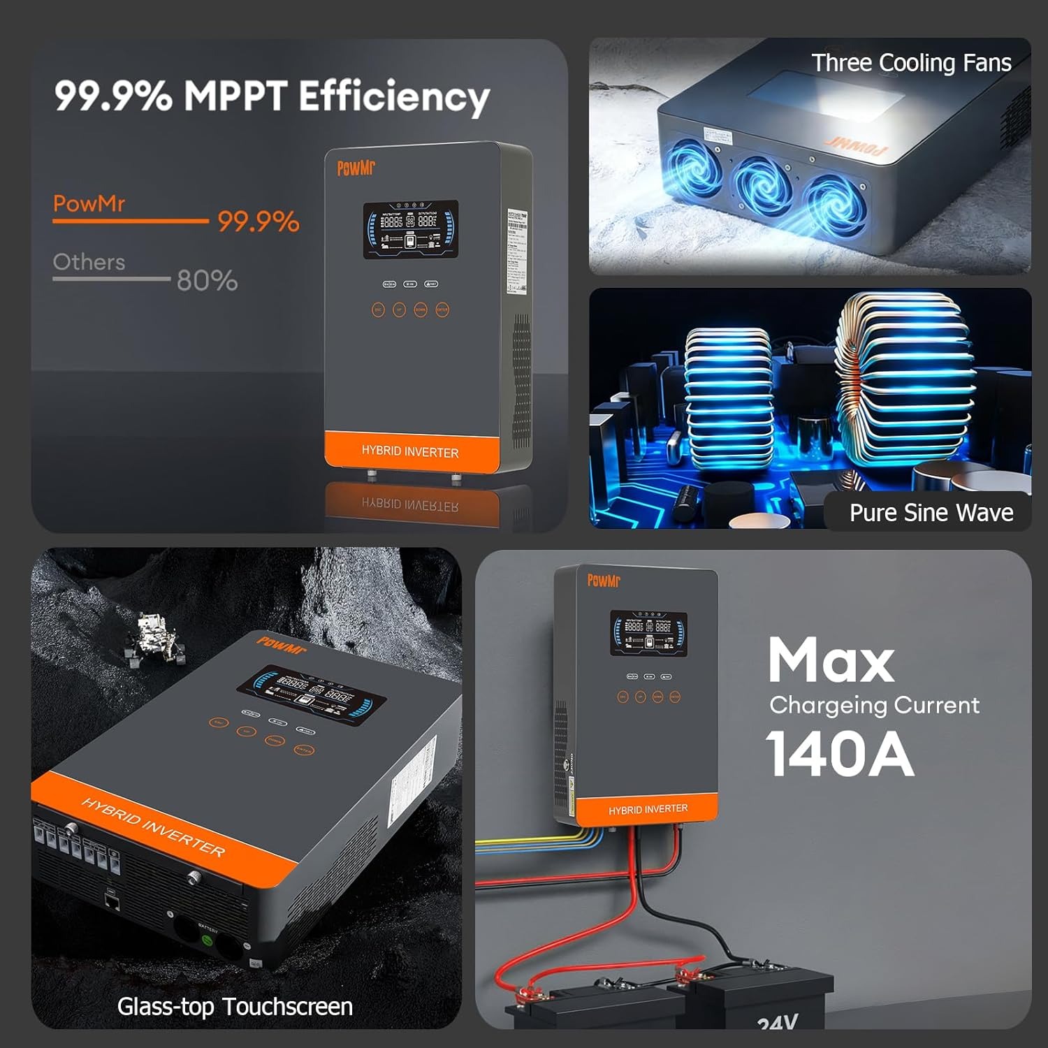 PowMr USA 4000W 24V Hybrid Sol - Solar Emergency Charger ulasan dan harga