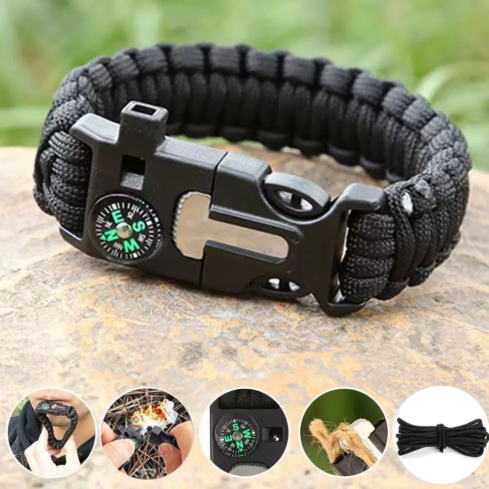 Five in One Compass Bracelet w - Fire Starting Kit ulasan dan harga